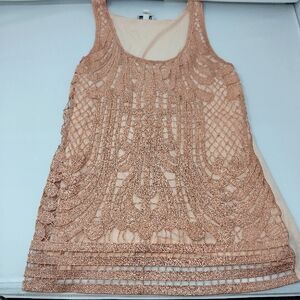 Rose Glitter Crochet Tank Top